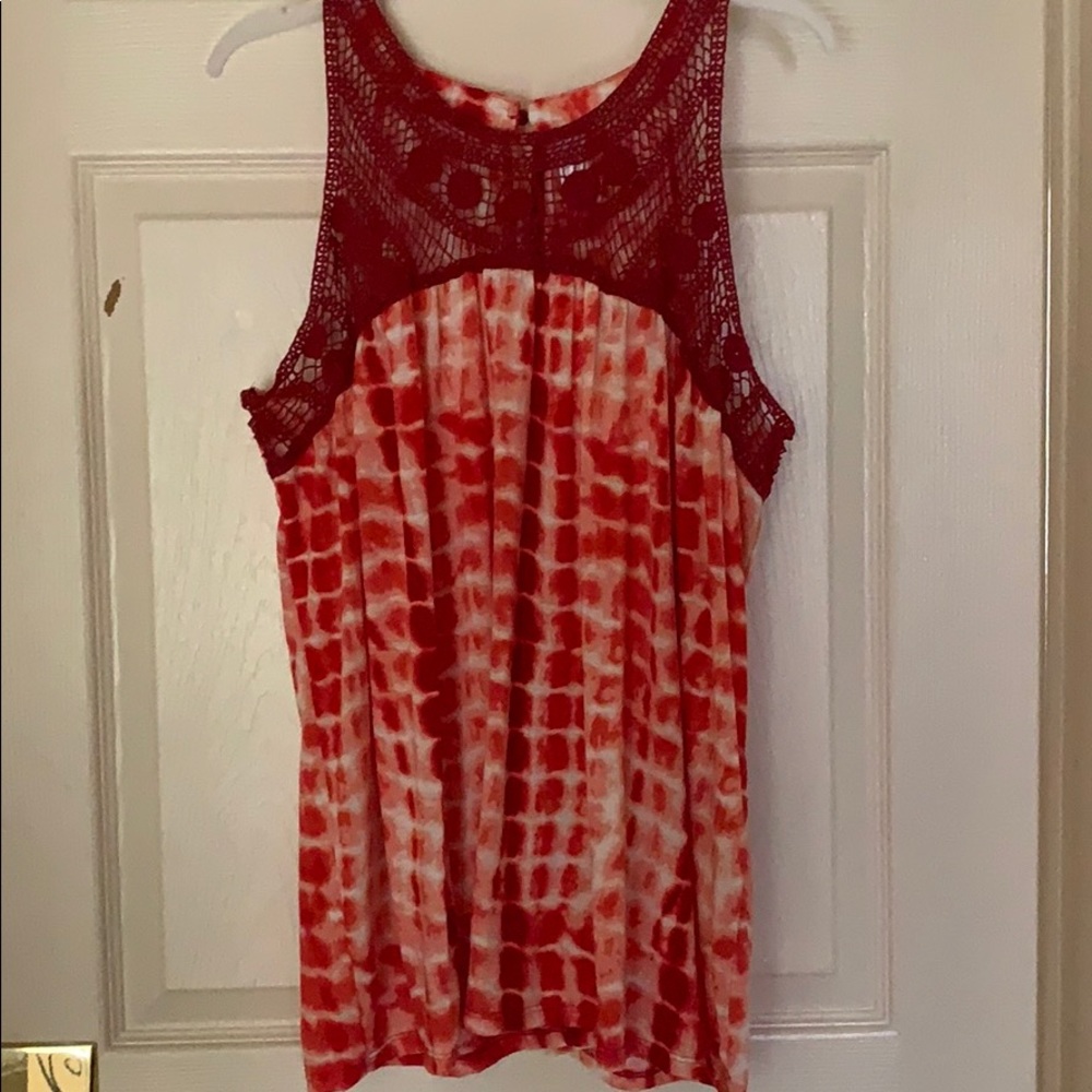 RED TIE DYE CROCHET TOP